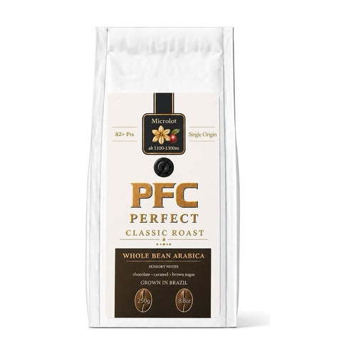 PFC Perfect Classic Roast 100% Arabica whole bean coffee, 250 g bag